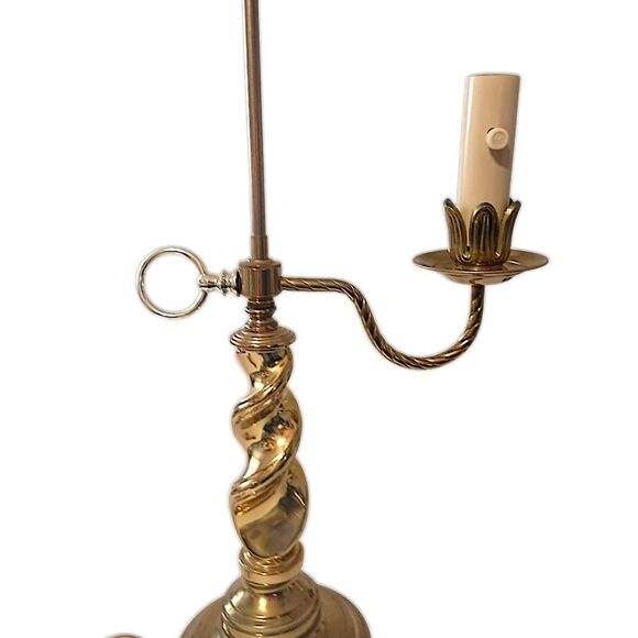 Brass Candlestick Bouillette Lamp Light SINGLE Arm Spiral Twist Base HEAVY Vtg. - Picture 12 of 16